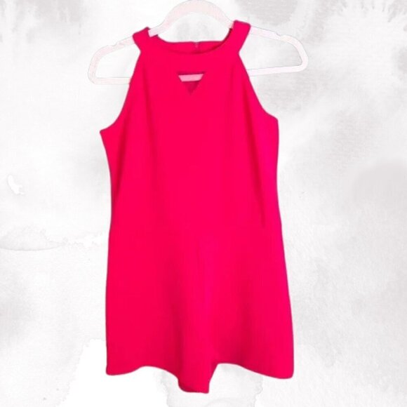 Children's Place Girls Size 16 Romper Hot Pink Sleeveless Back Zip High Neck - Picture 1 of 6